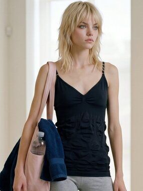 she said... Seamless Support Tank Top Ruched Cami Black Size L/XL Like New!
